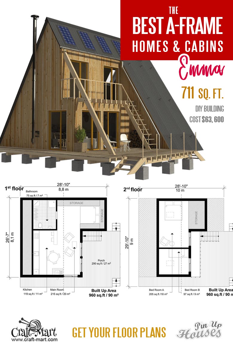  A-Frame Small House plans "Emma"