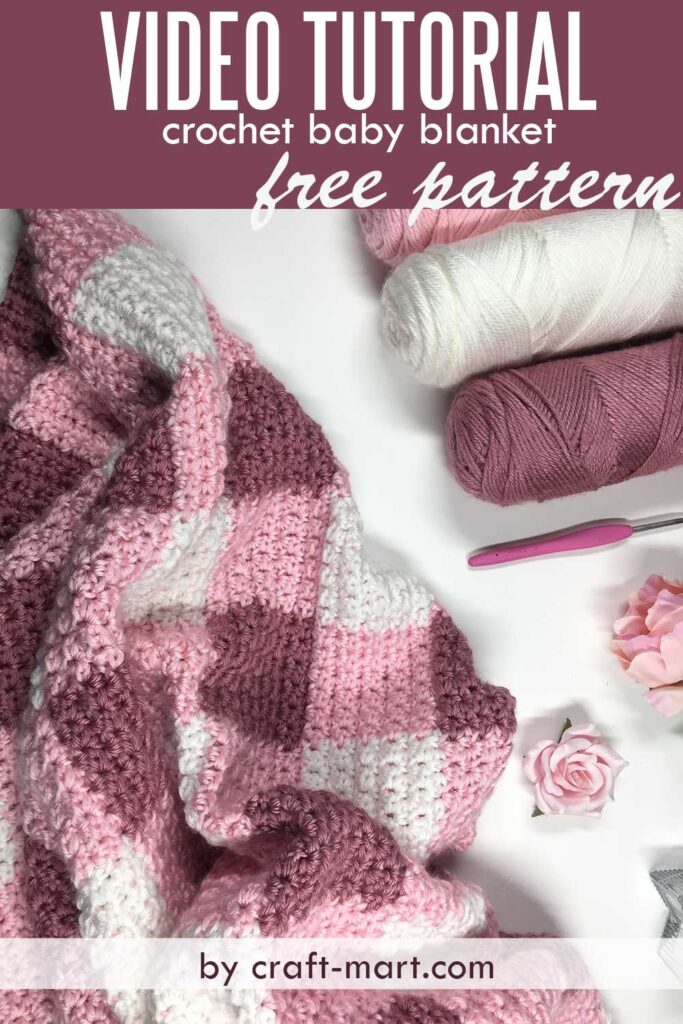Plum Gingham Crochet Baby Blanket