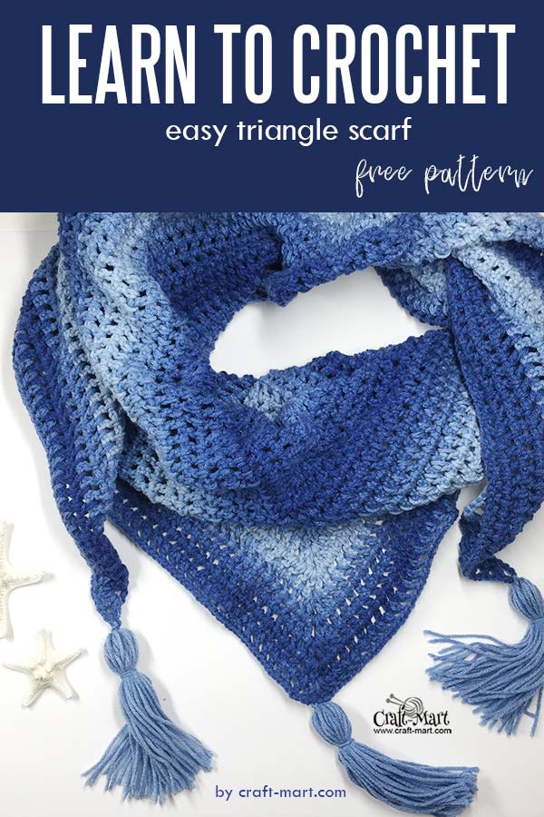 Learn to crochet triangle scarf pattern