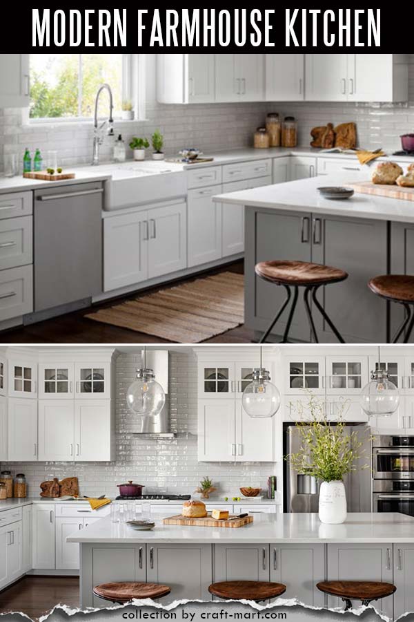 White modern farmhouse kitchen