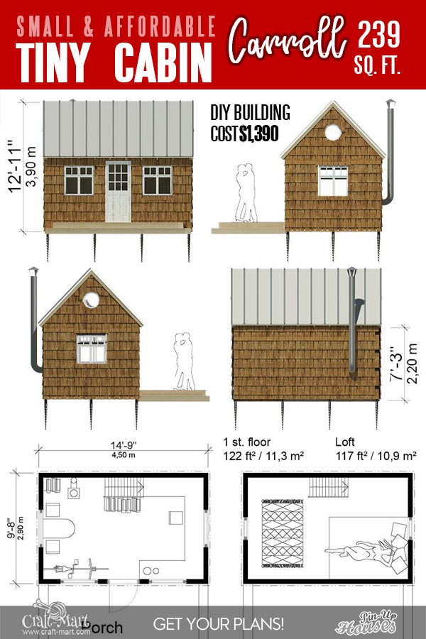 small cabin plans with loft and porch
