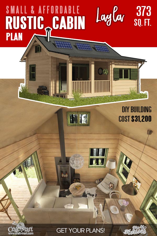 granny pod / small cabin plans with loft and porch
