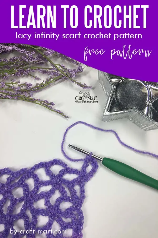 Learn to crochet lacy spring-time infinity scarf with our FREE PATTERN and step-by-step tutorial