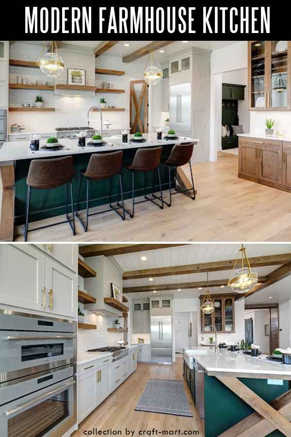 Large L-shaped farmhouse kitchen with unique island 