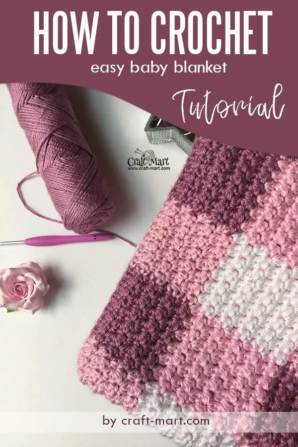 How to crochet a baby blanket - free pattern of gingham-style crochet blanket