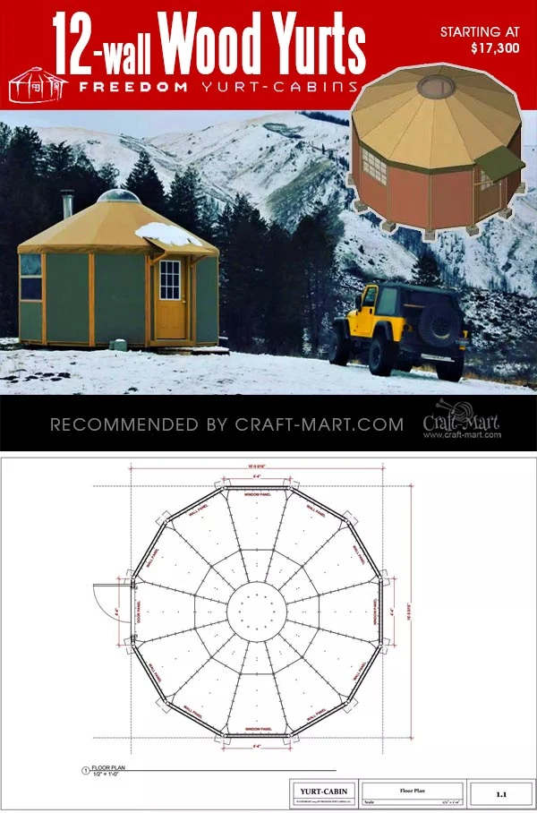 12-wall yurt cabin kits for sale
