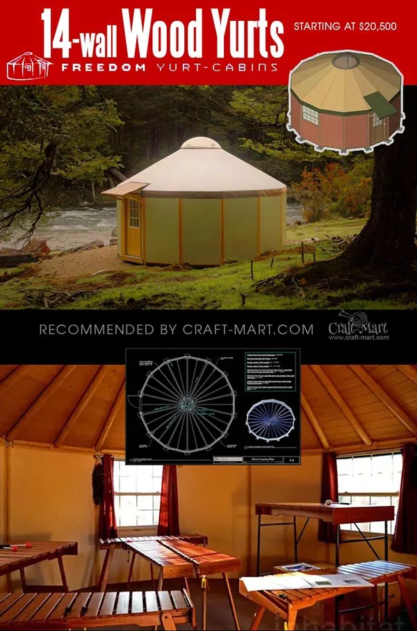 14-wall yurt cabin kits for sale for businesses and individuals