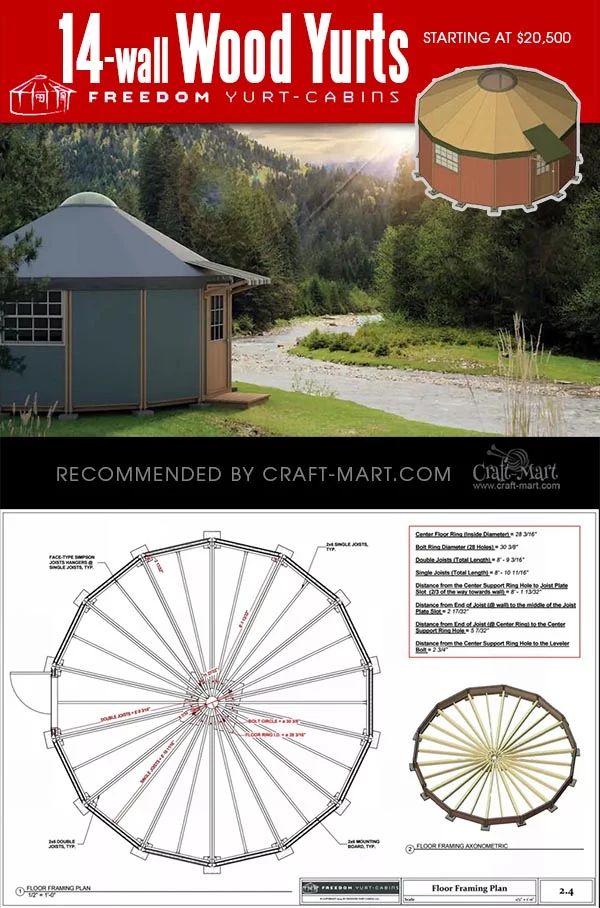 14-wall yurt cabin floor plan