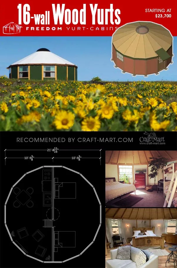 16-wall yurt cabin with interior pictures