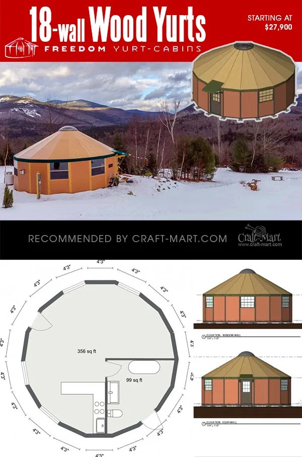 18-wall wooden yurt with a floor plan