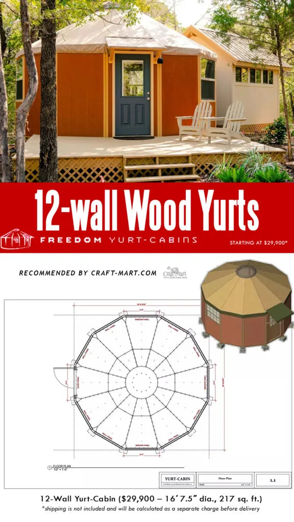 12-wall yurt kit by Freedom Yurt Cabins