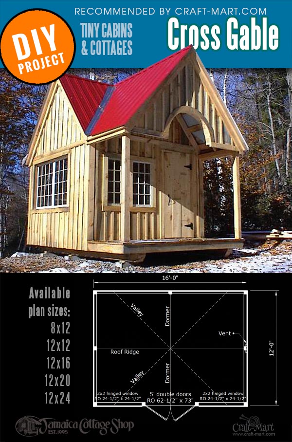 cottage cabin kits of 5 different sizes for Cross Gable Cottage