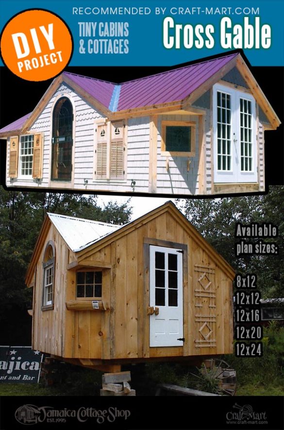 Adorable Small Cabin Kits And Cute Cottages For Sale And DIY Fun   221 Cross Gable Cabin 3 585x885 