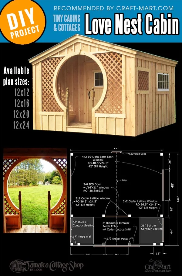 Love Nest small pre built cabin kit and the plan