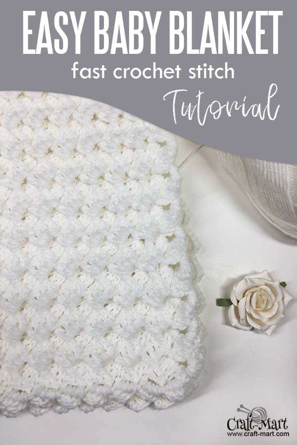Easy Crochet Baby Blanket (White Waves) CraftMart