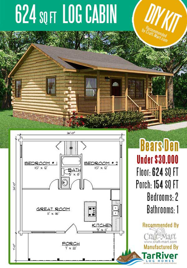 small log cabin plans under 1000 sq ft