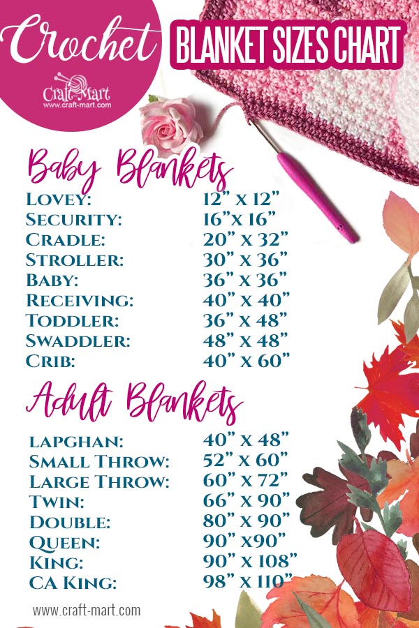 Crochet Blanket Sizes Chart - Craft-Mart