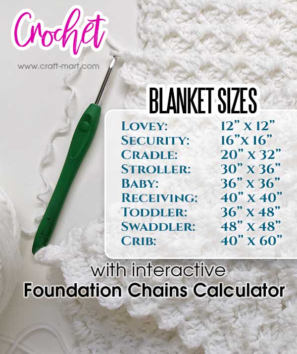 crochet blanket sizes chart