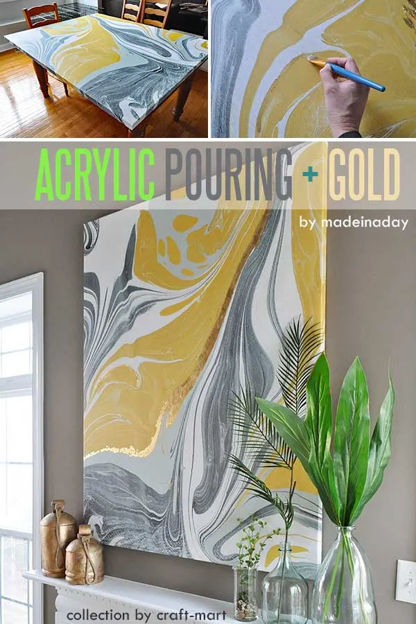 Easy Acrylic Painting Ideas - Acrylic Pouring and Gold Leaf