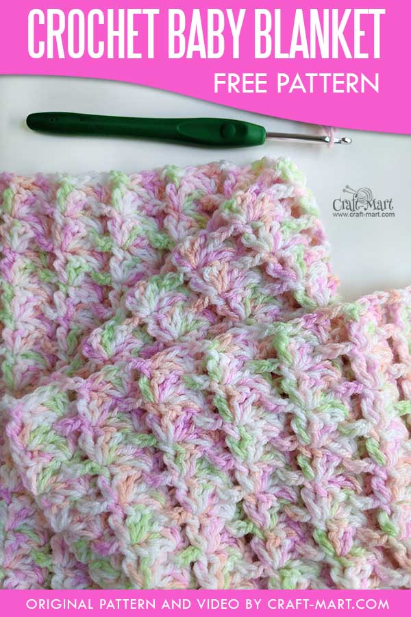 Crochet Bernat baby blanket yarn pattern "Monet"