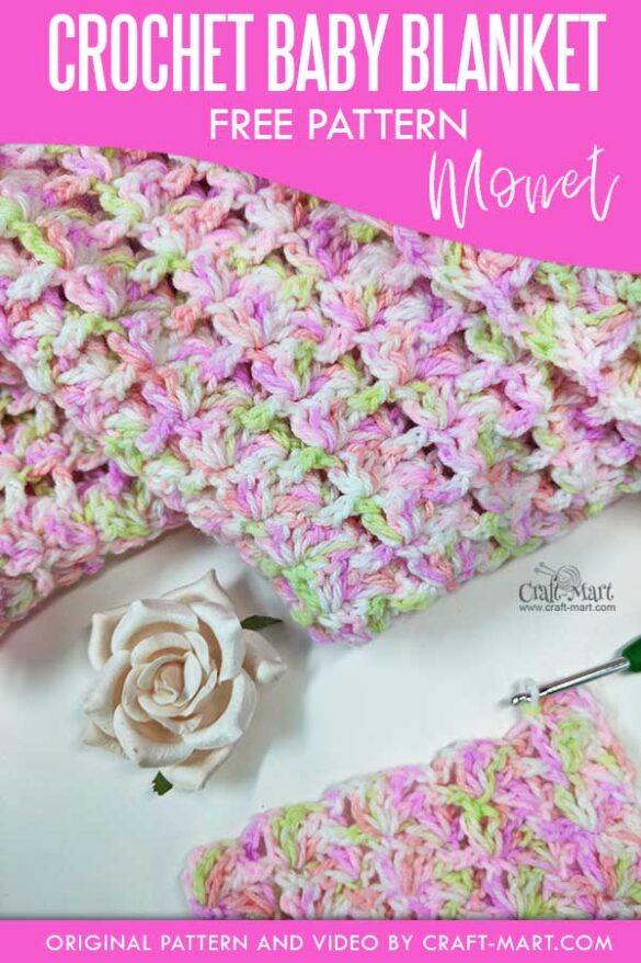 New crochet Bernat baby blanket yarn pattern - Monet - Craft-Mart