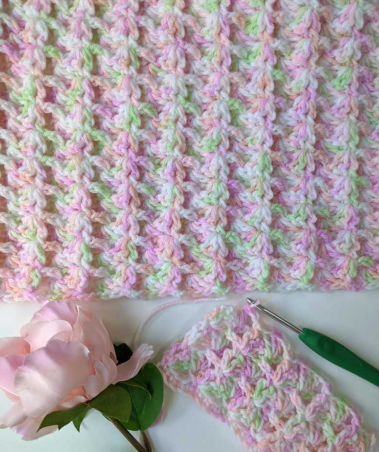 New crochet Bernat baby blanket yarn pattern - Monet - Craft-Mart
