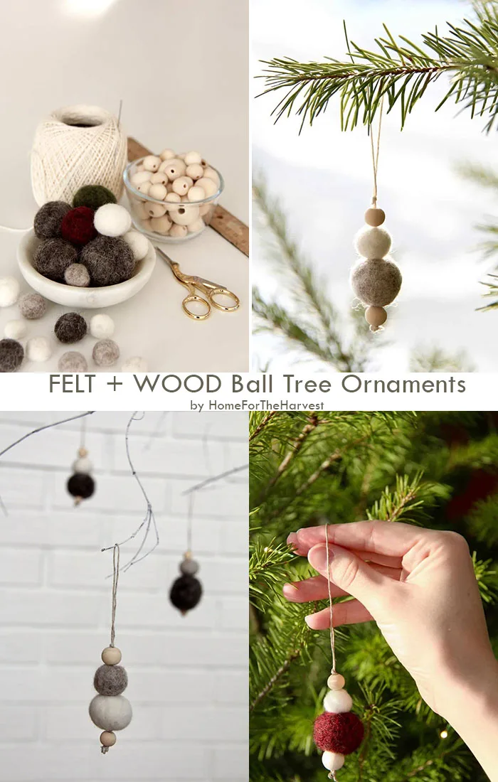 FELT + WOOD Ball Tree Ornaments by HomeForTheHarvest