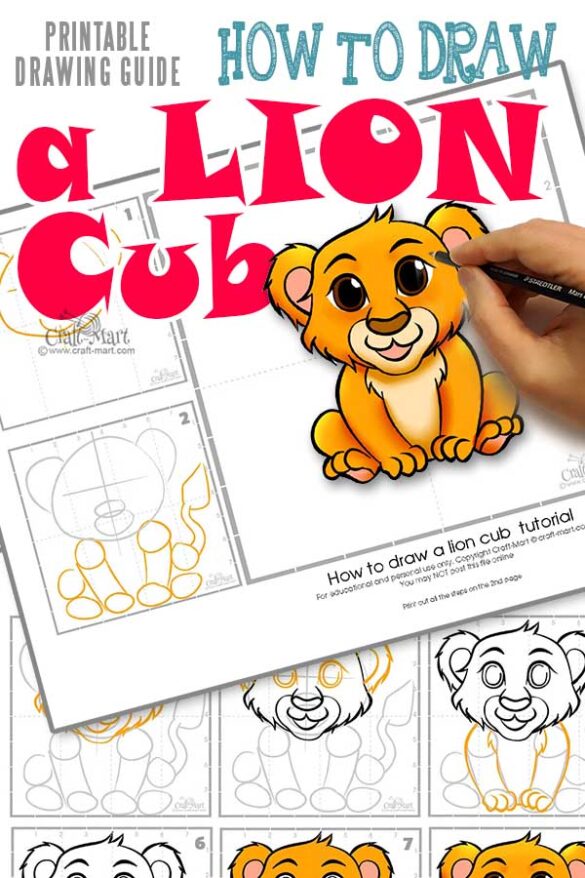 A simple lion drawing with easy step by step guides - Craft-Mart