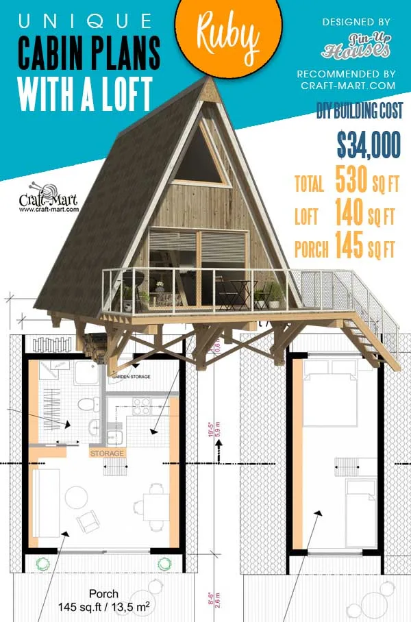 Floorplans of an A-Frame Cabin Ruby