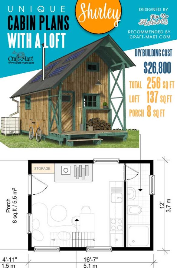 10 unique plans of tiny homes and cabins with loft - Craft-Mart