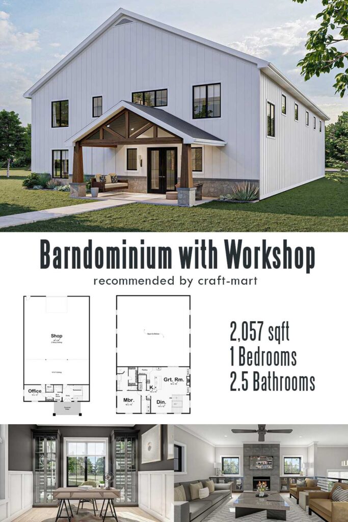 Barndominium with a Massive Workshop and an Apartment Above