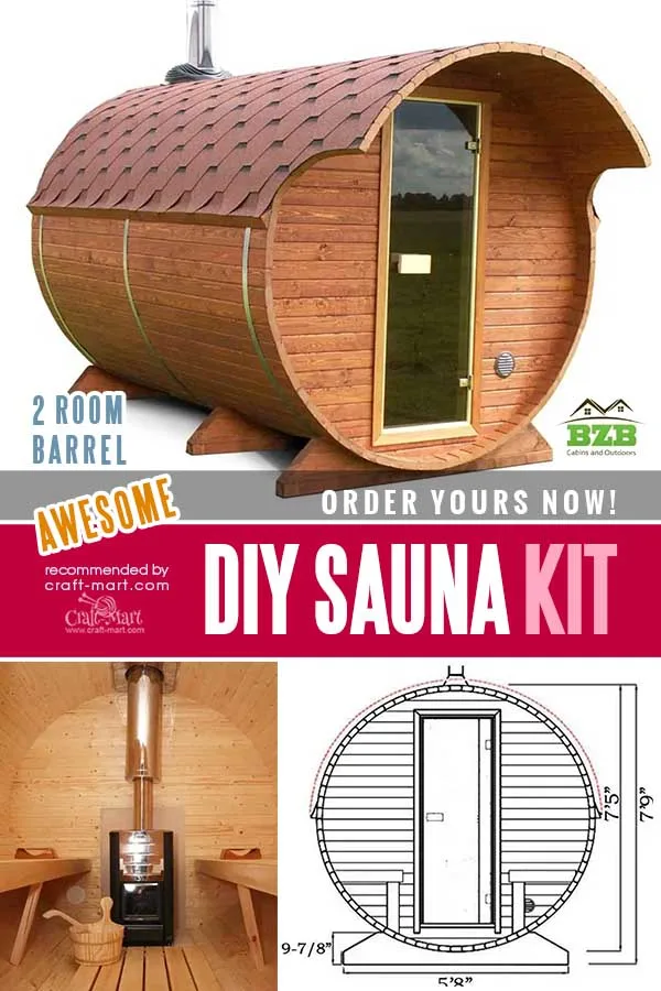 2 Room Barrel Sauna Kit W34