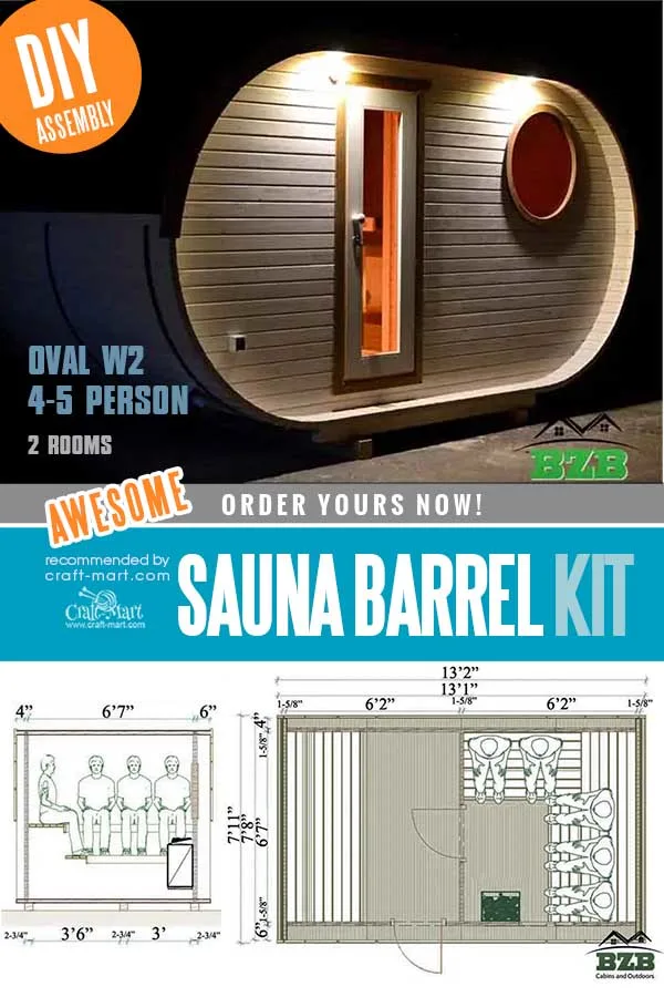 Outdoor Barrel Sauna Kit W2