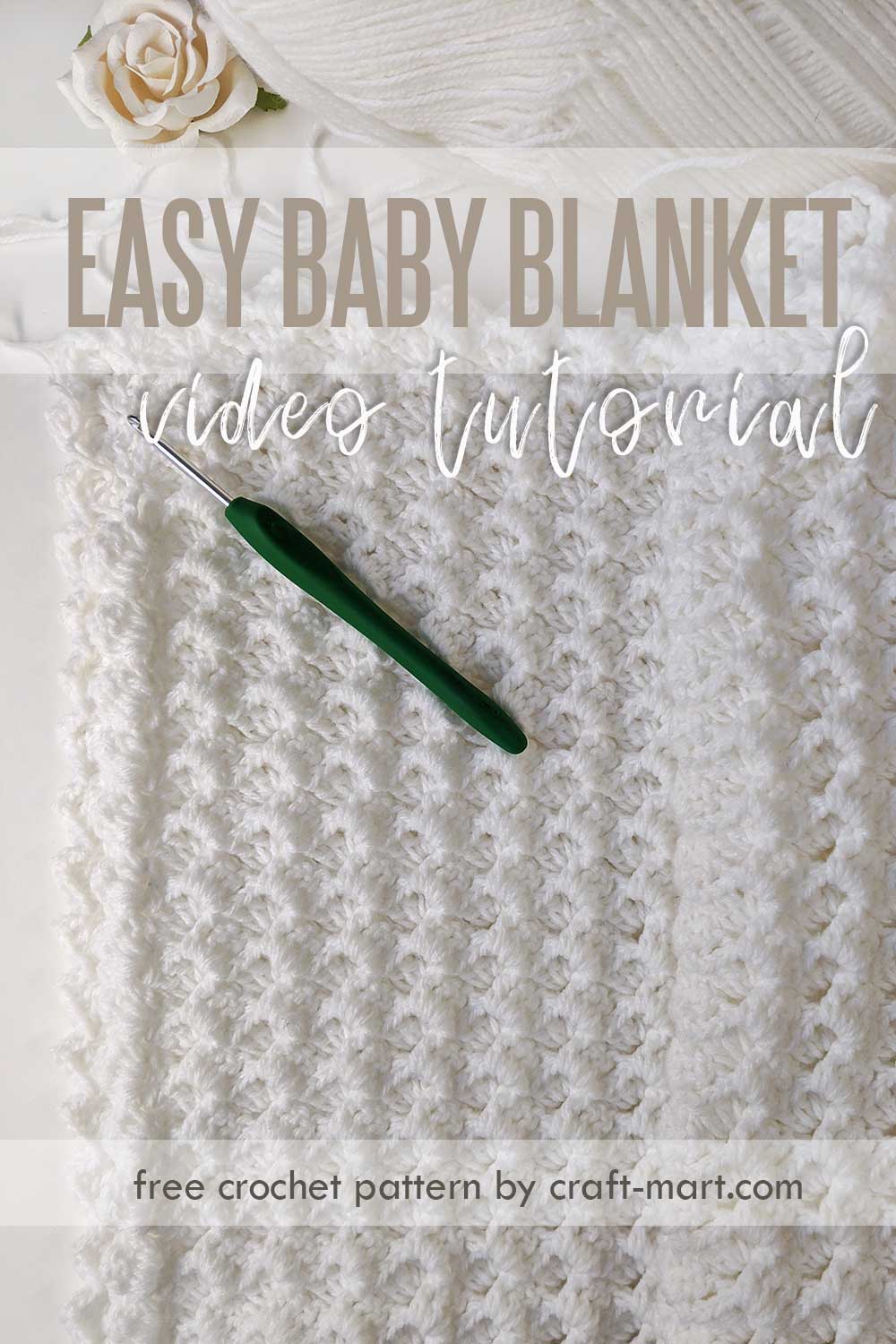 Easy Crochet Baby Blanket (White Waves) CraftMart