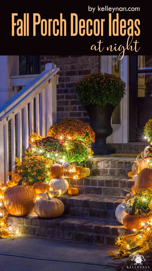 Fall Porch Decor at night
