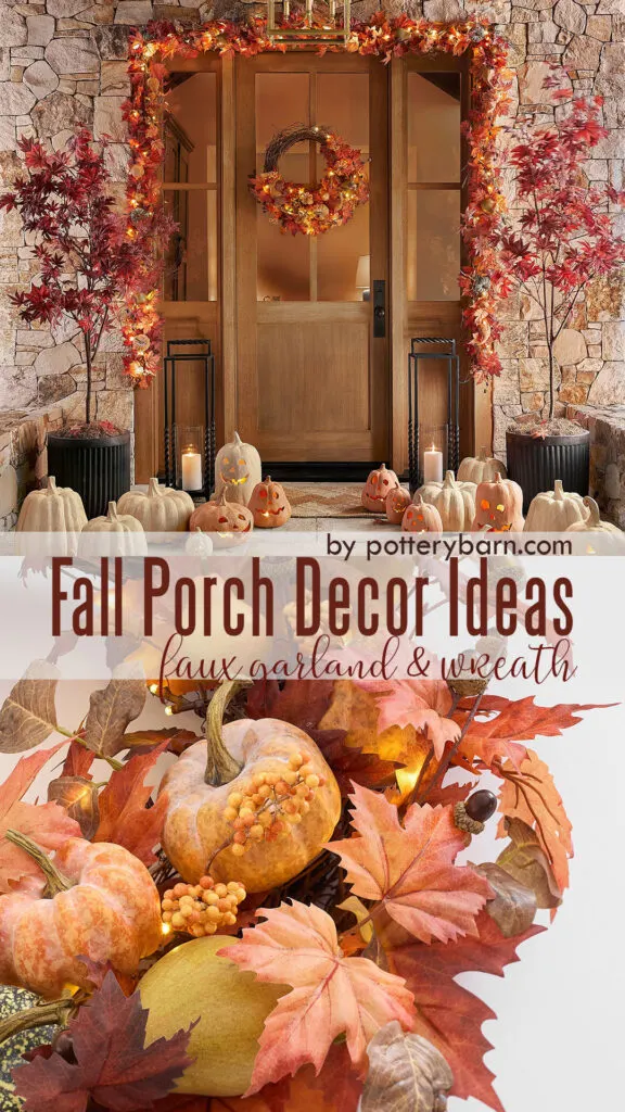 Faux Garlands, Maple Branches, Wreath, and Pumpkins