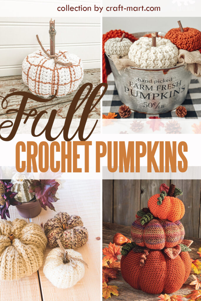 A collection of free patterns to create crochet pumpkins