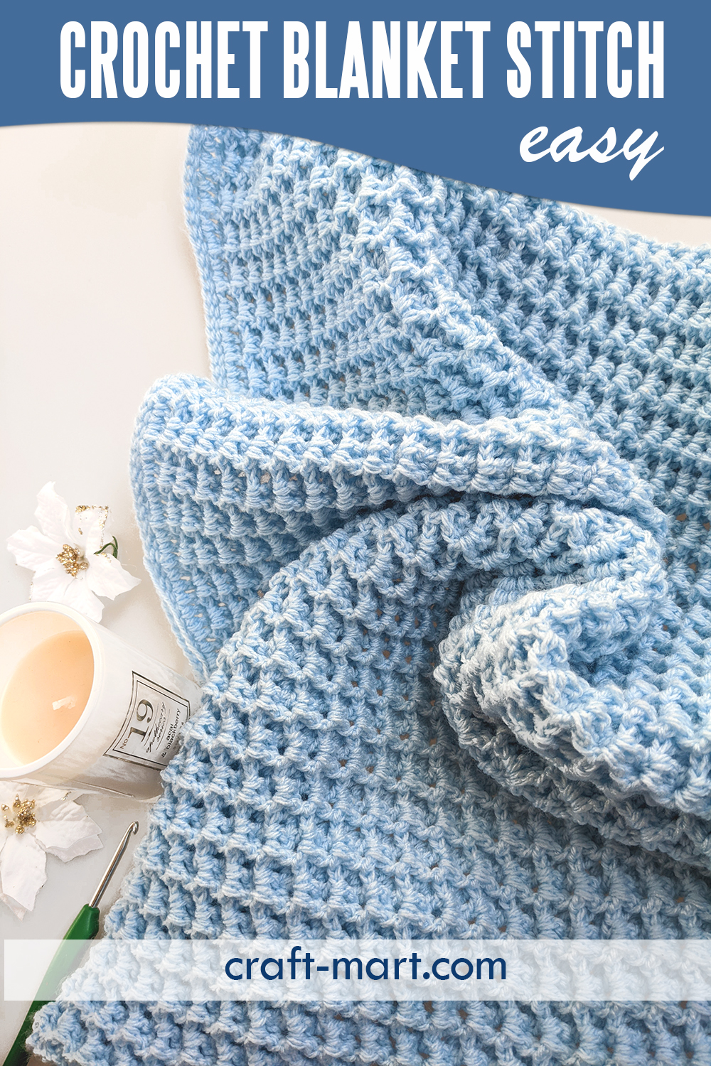 Easy Crochet Blanket Stitch Blue Waves Blanket CraftMart