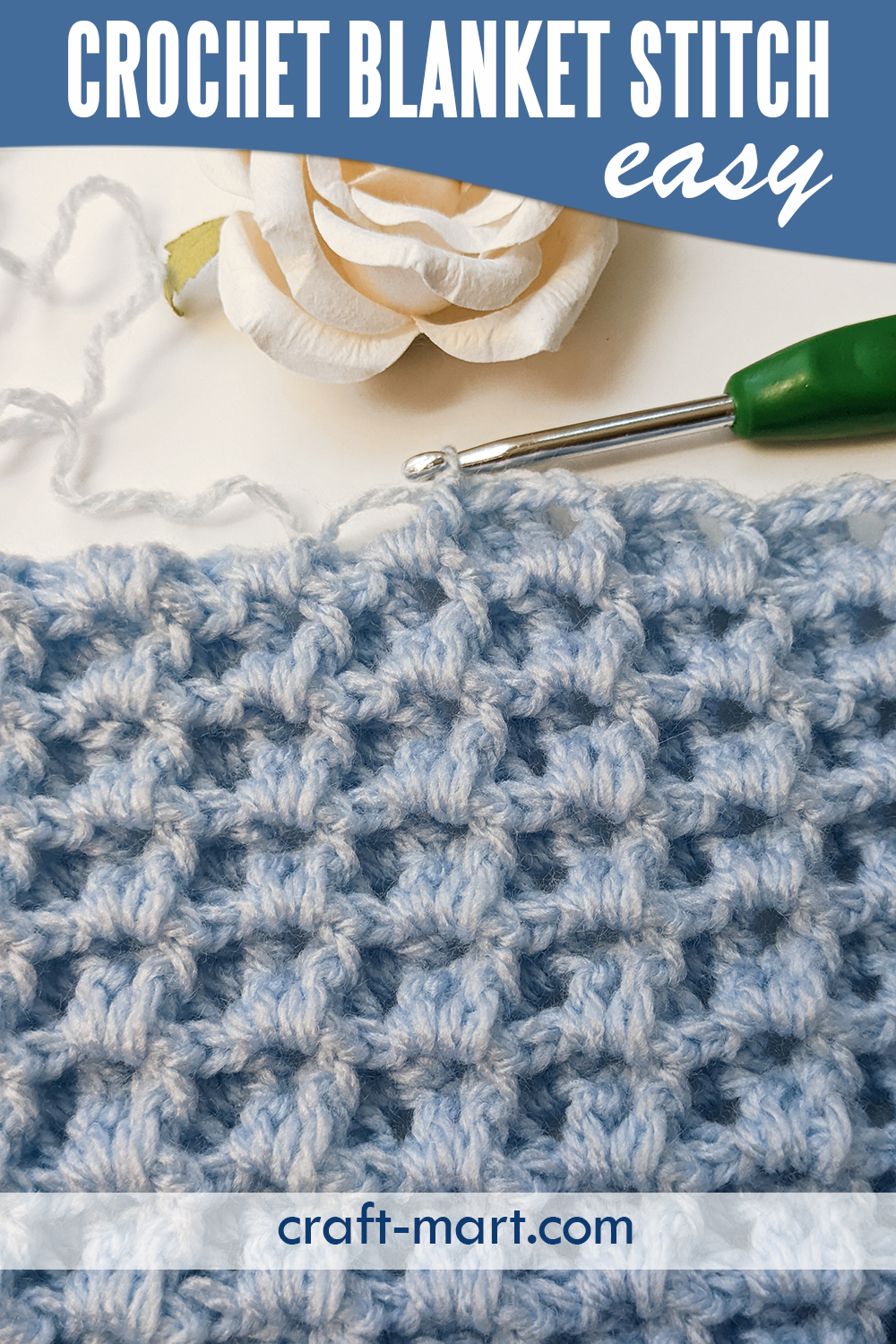 Easy Crochet Blanket Stitch Blue Waves Blanket CraftMart