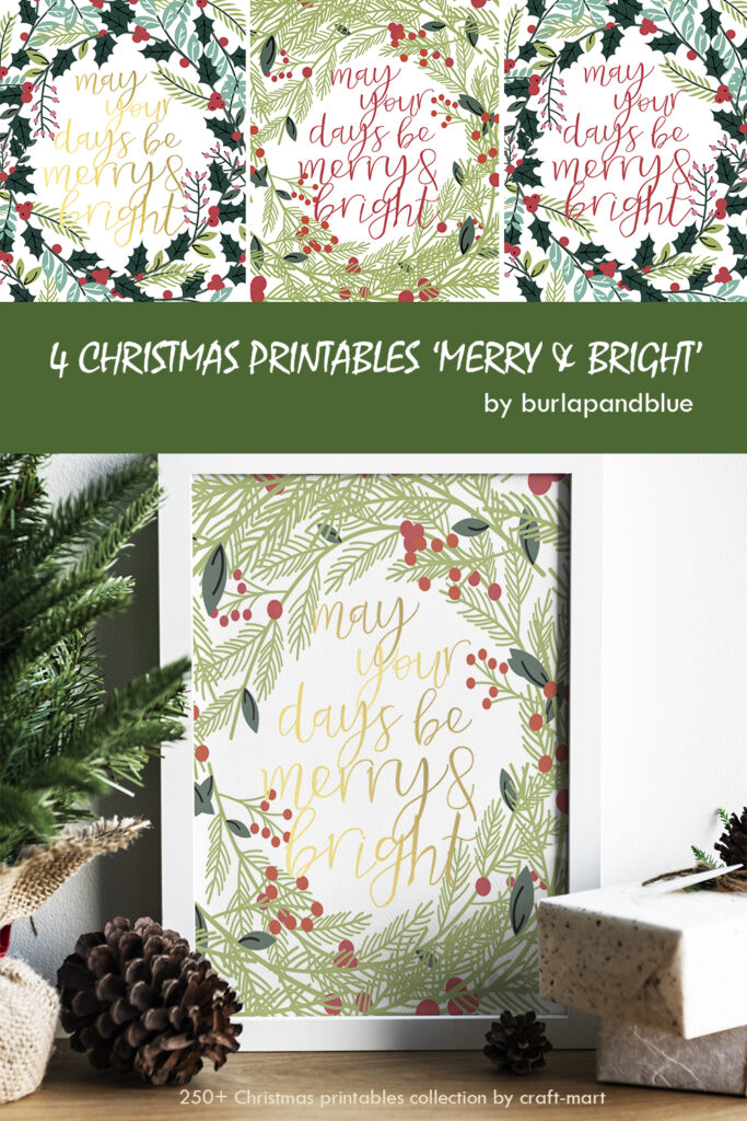  merry & bright free christmas printables