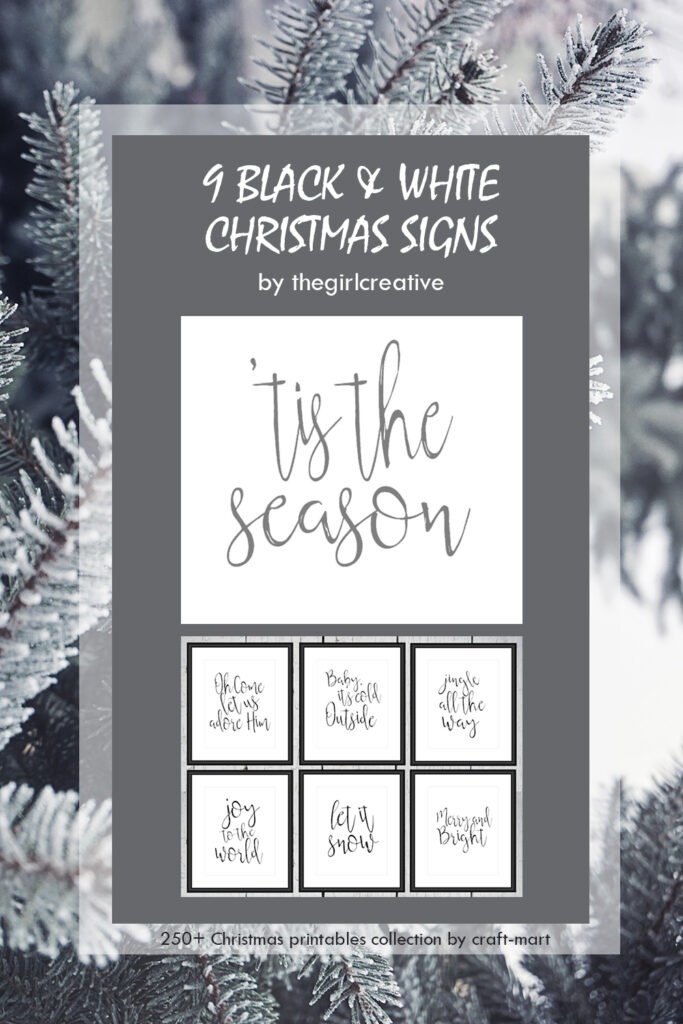 black and white Christmas signs