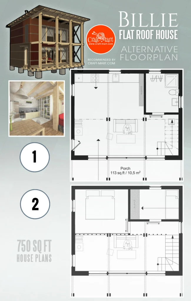 Billie - 750 sq ft cabin plans