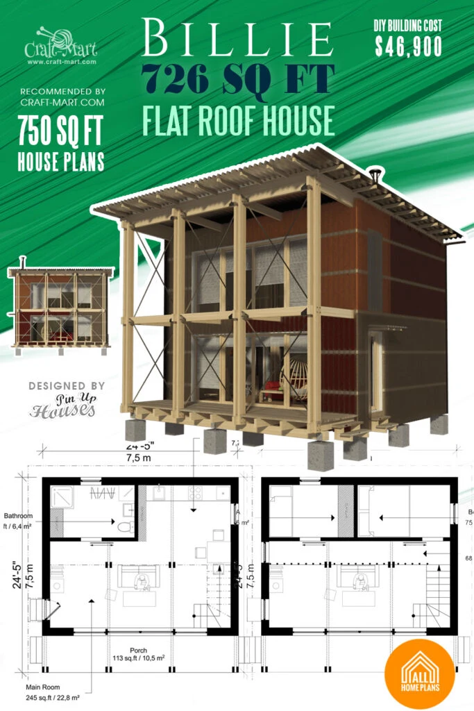 Two Story Flat Roof House Plans Billie