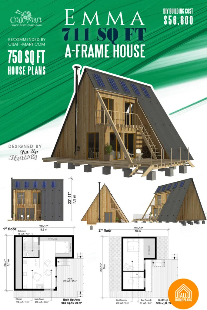 A-Frame Home Plans under 750 sq ft