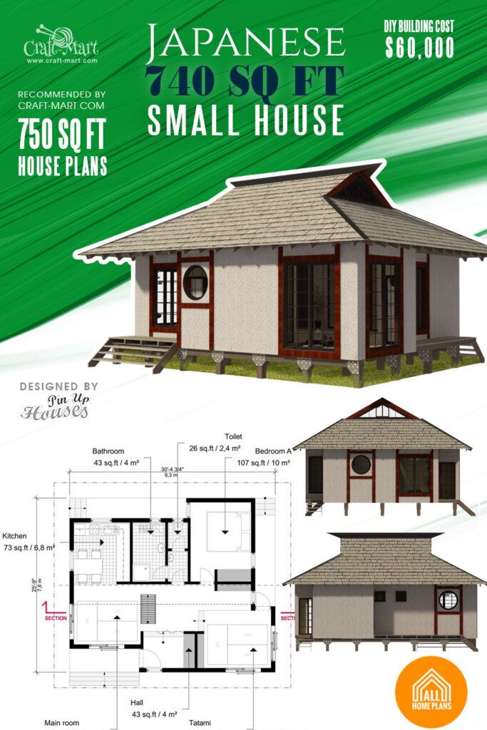 Japanese 750 sq. ft. house plans