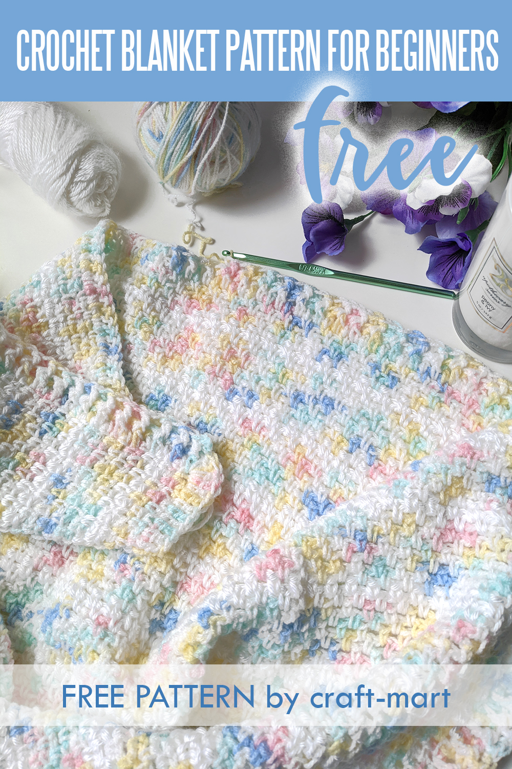 Free Crochet Blanket Pattern for Beginners 'Spring Showers' - Craft-Mart