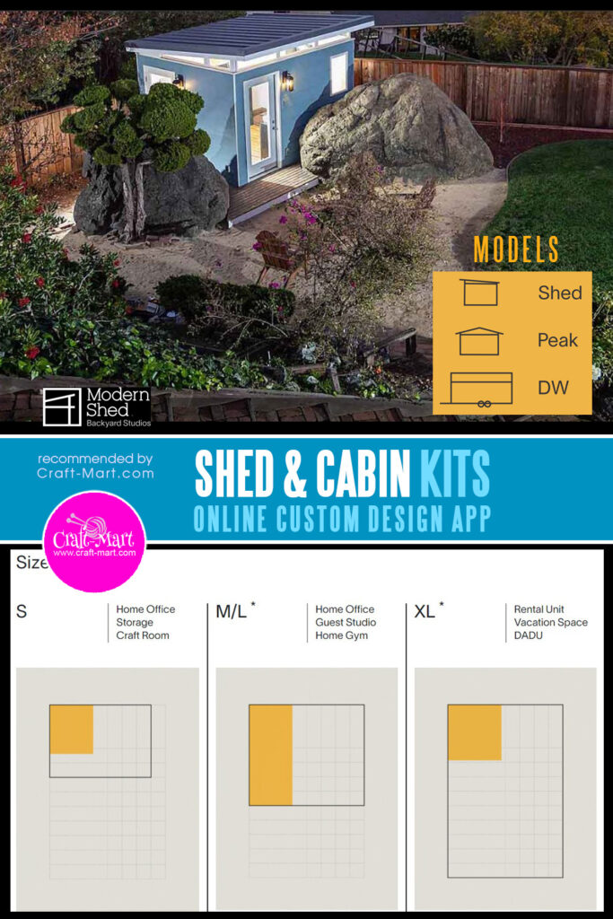 Modern-Shed plans come in 3 different sizes
