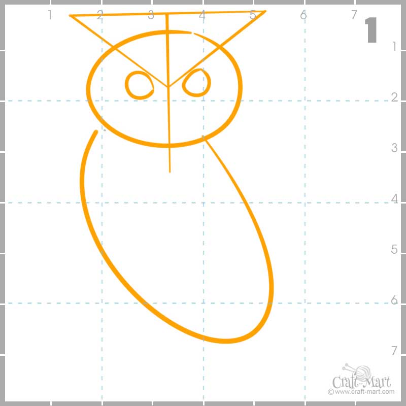 drawing owl's head and body