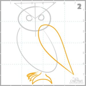 drawing owl's wings and feet