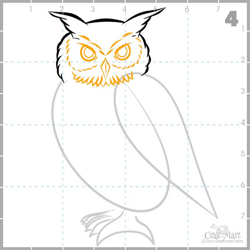 drawing owl's face
